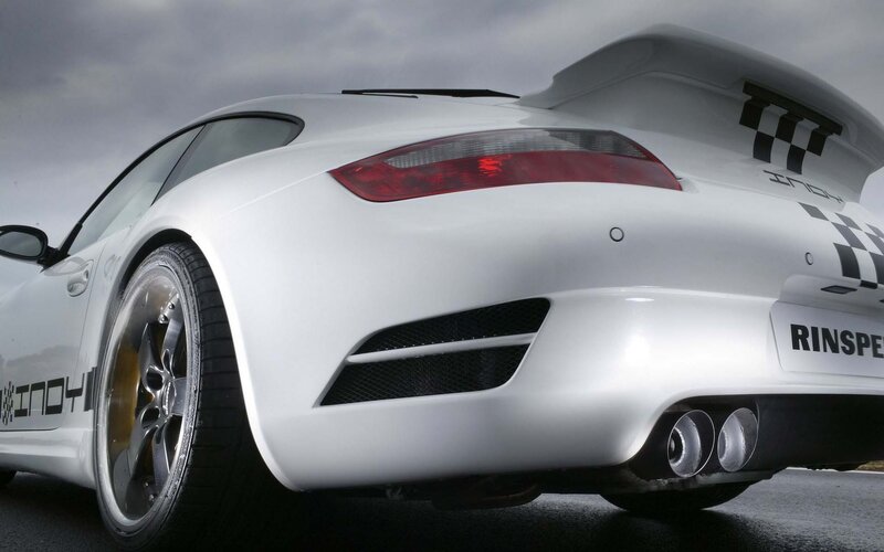 white sports car rear view