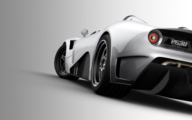 white sports car rear view