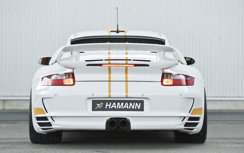 white sports car rear view