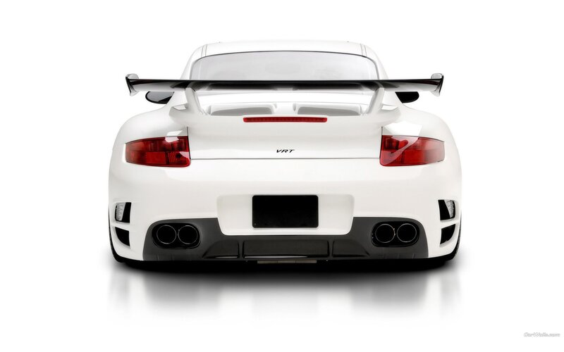 white sports car rear view