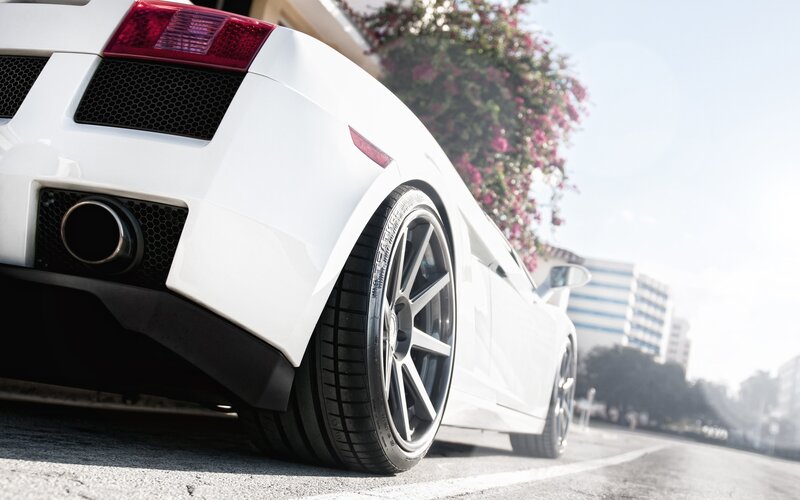 white sports car rear view