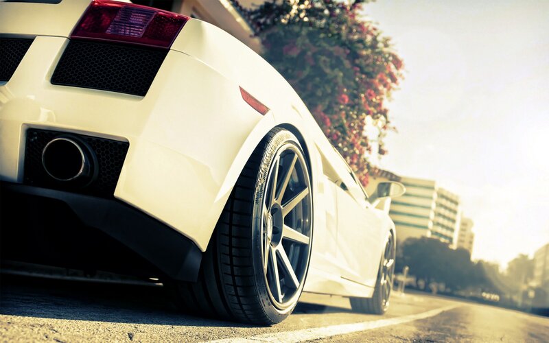 white sports car rear view