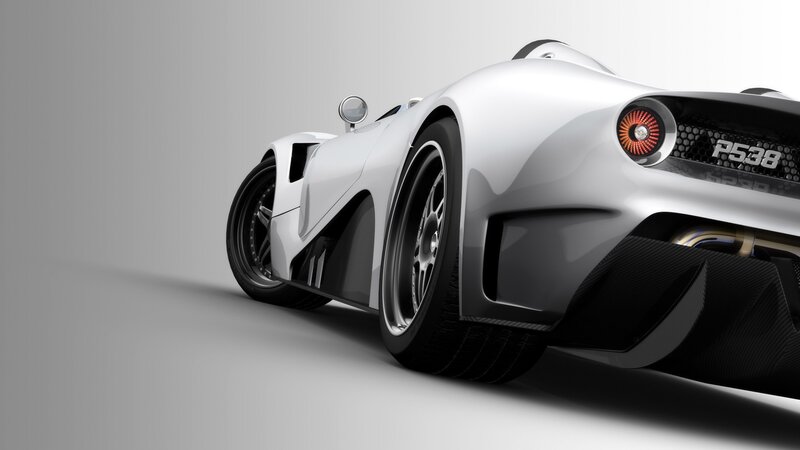 white sports car rear view