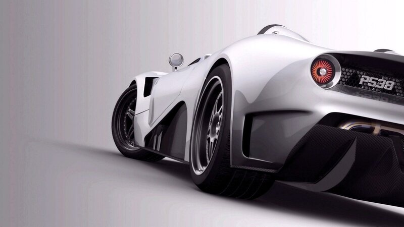 white sports car rear view