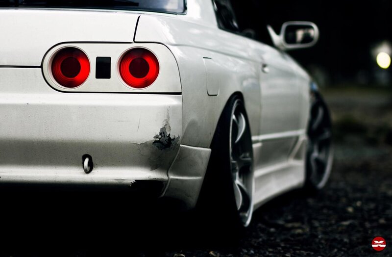 white sports car rear view