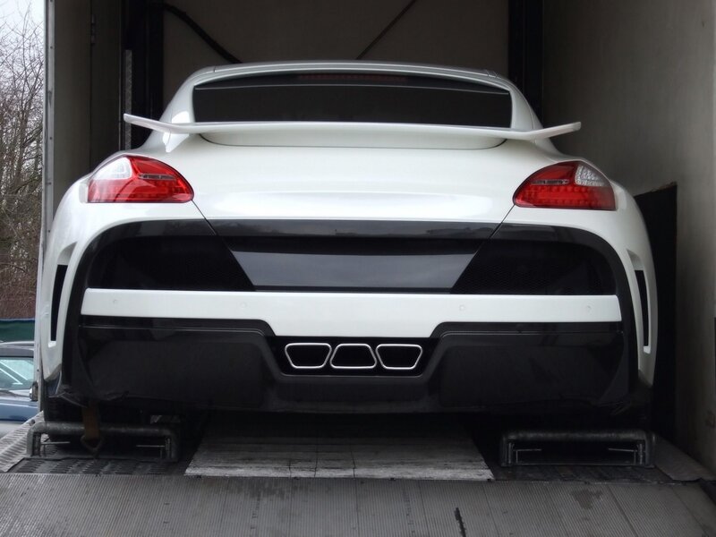 white sports car rear view