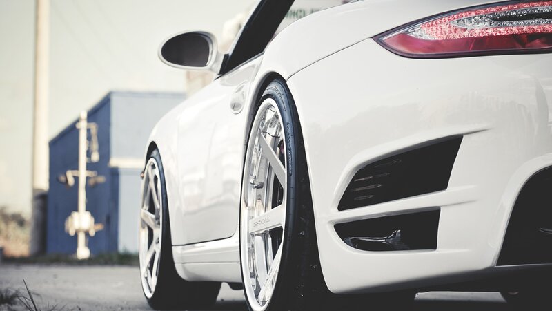 white sports car rear view