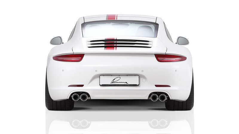 white sports car rear view