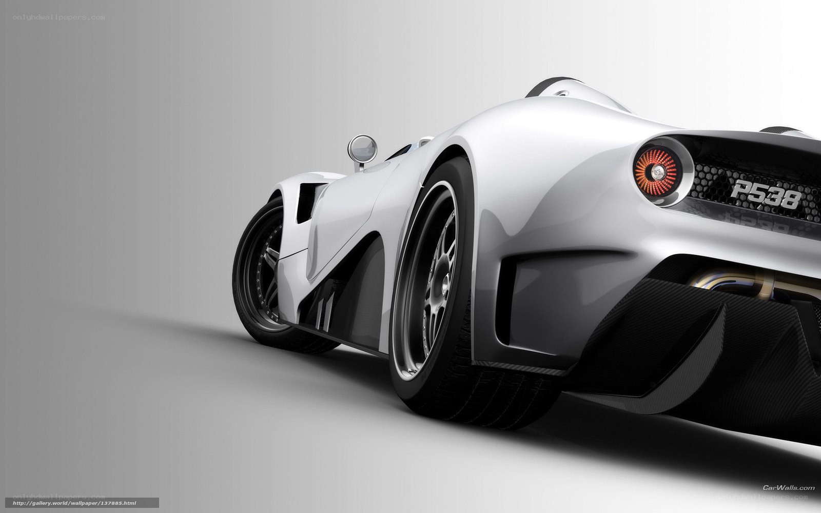 white sports car rear view