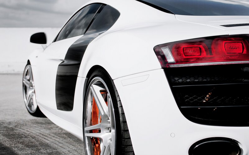 white sports car rear view