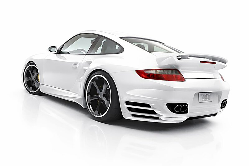 white sports car rear view