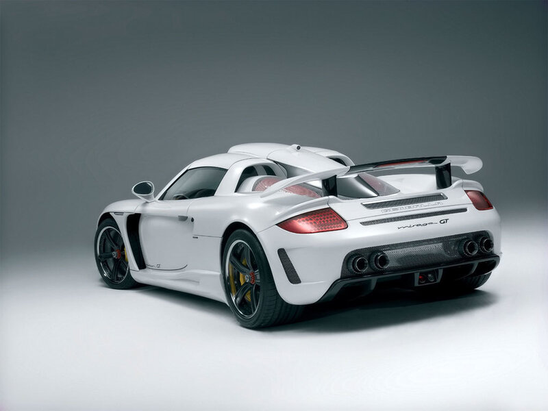white sports car rear view