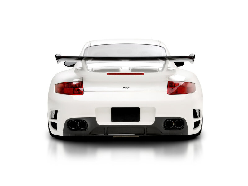 white sports car rear view