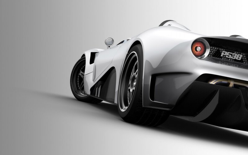 white sports car rear view