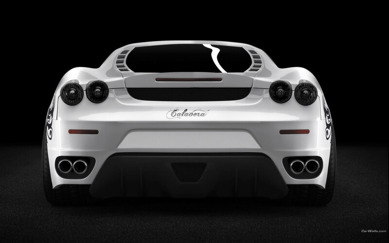 white sports car rear view