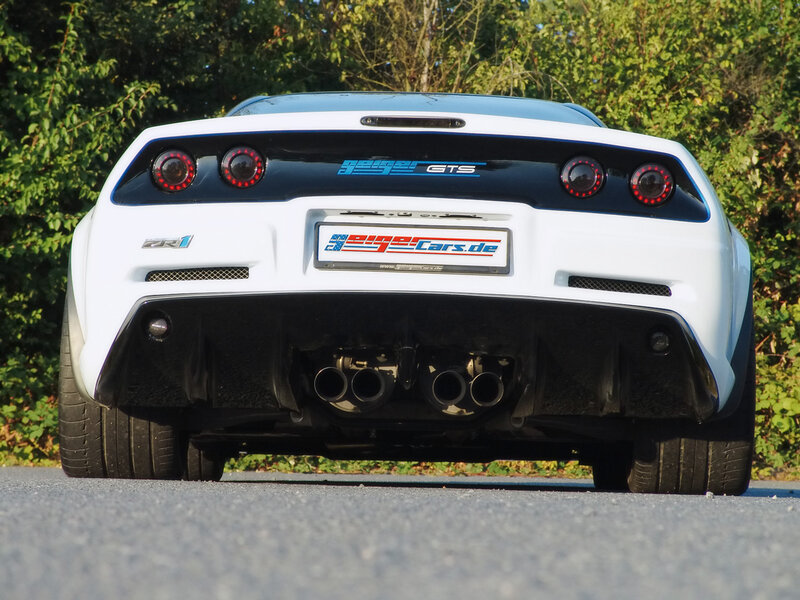white sports car rear view