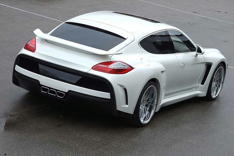 white sports car rear view