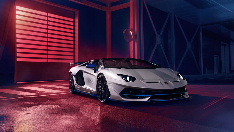 White Sports Car — Red, Dramatic, Night