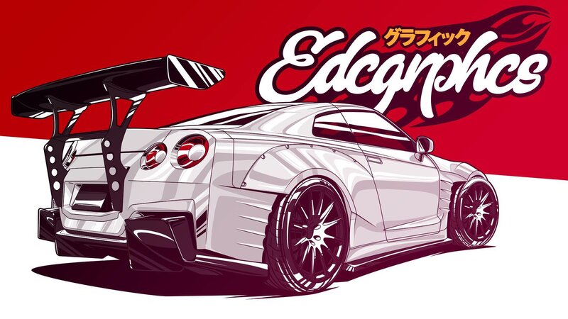 White Sports Car — Red, Dynamic