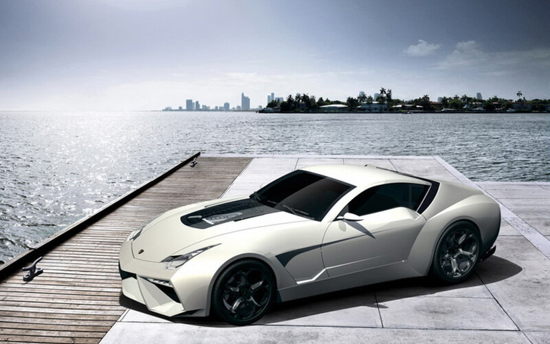 White Sports Car — Serene, Afternoon, 3d Render, Dock