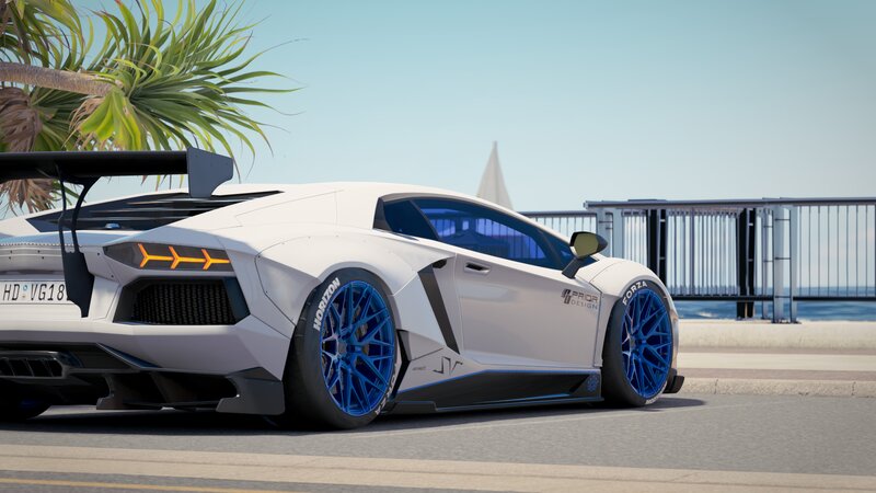 White Sports Car — Serene, Afternoon, 3d Render, Palm Tree