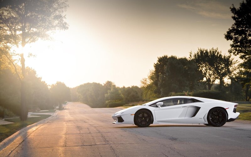 White Sports Car — Serene, Road
