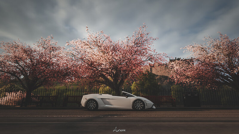 White Sports Car — Serene, Spring, 3d Render