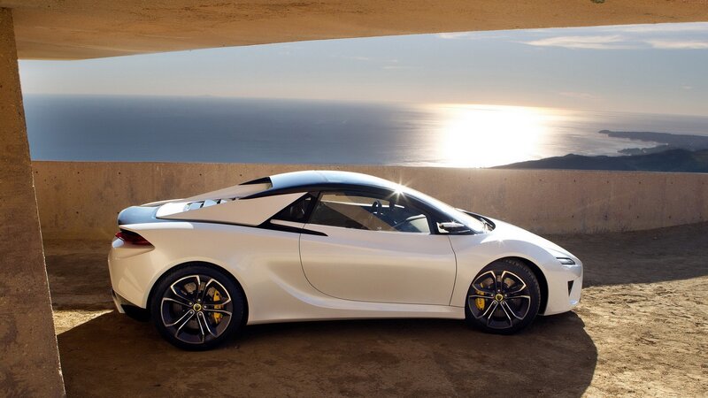 White Sports Car — Serene, Sunset, Photograph, Ocean, Concrete Structure, Blue