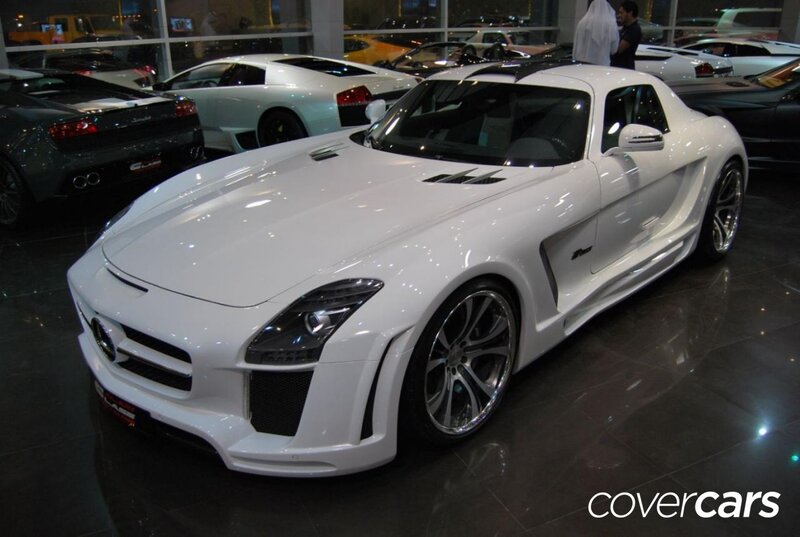White Sports Car — Showroom, Night