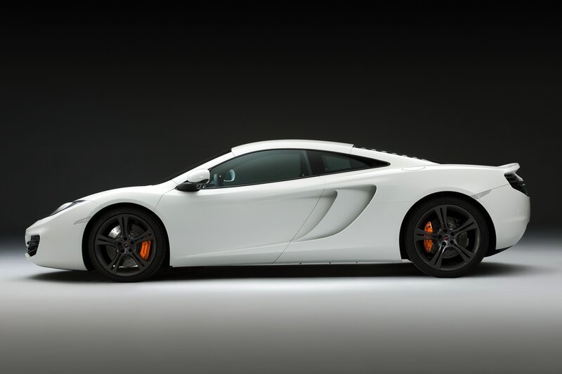 white sports car side profile
