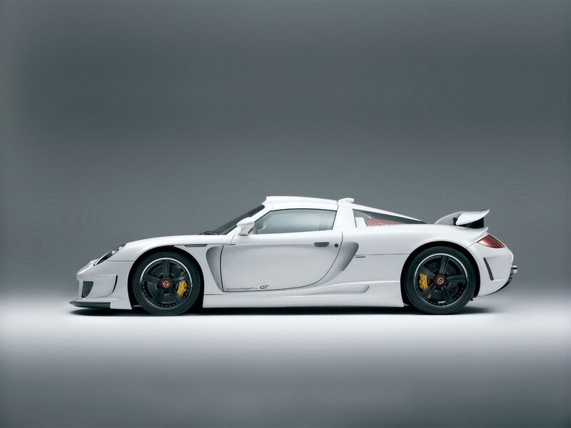 white sports car side profile
