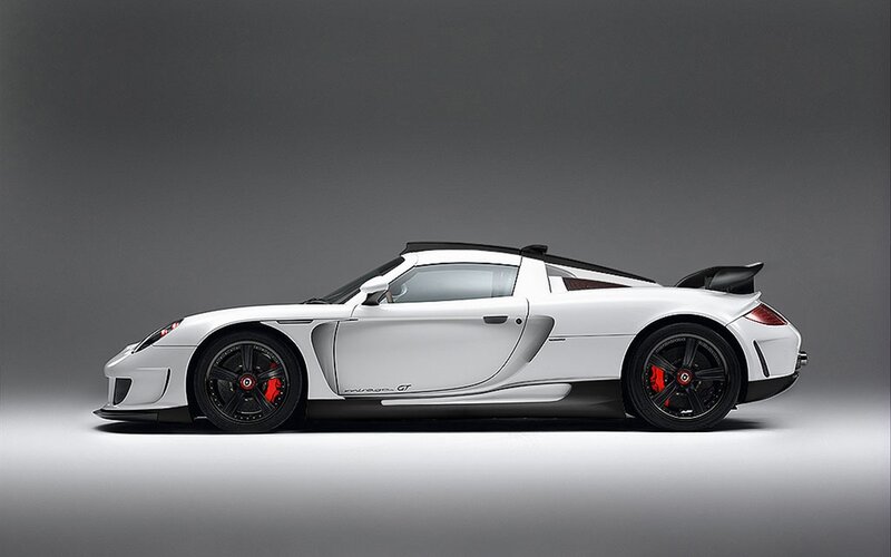 white sports car side profile