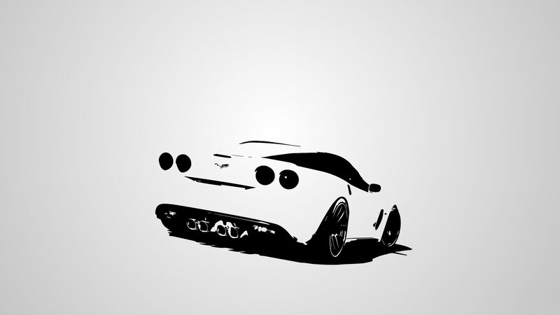 white sports car silhouette