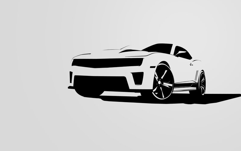 white sports car silhouette
