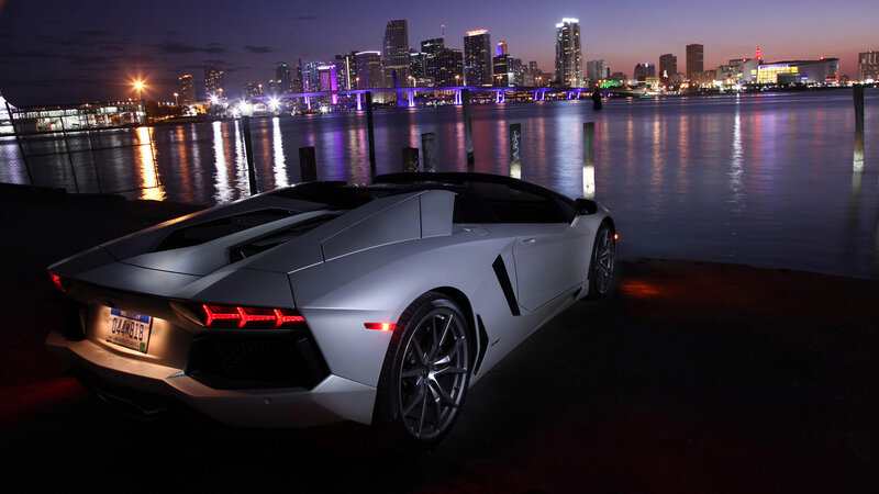 White Sports Car — Silver, Dramatic, Night