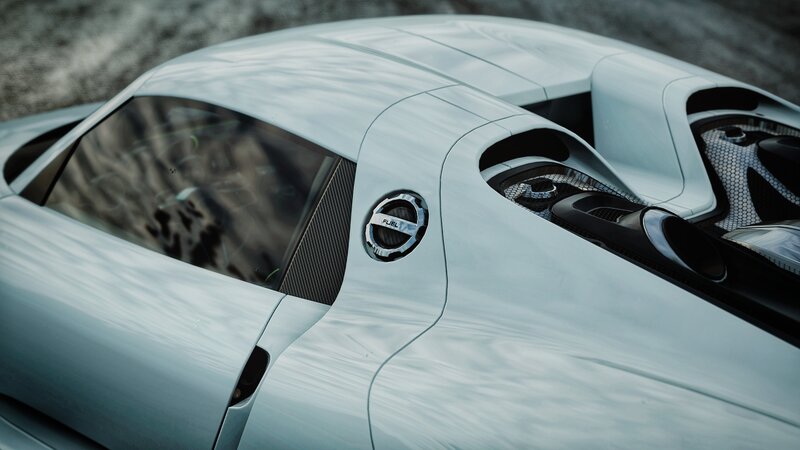 White Sports Car — Silver, Dramatic, Photograph, Fuel Cap