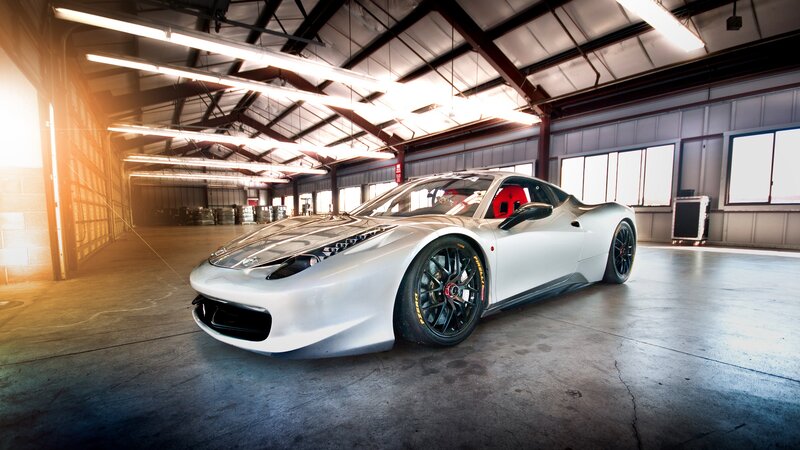 White Sports Car — Silver, Dramatic, Photograph, Garage