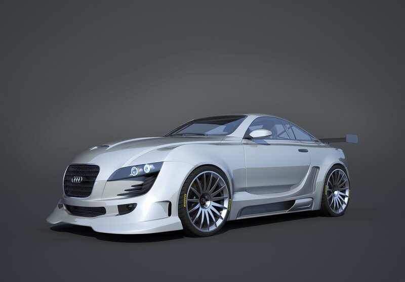 White Sports Car — Silver, Neutral