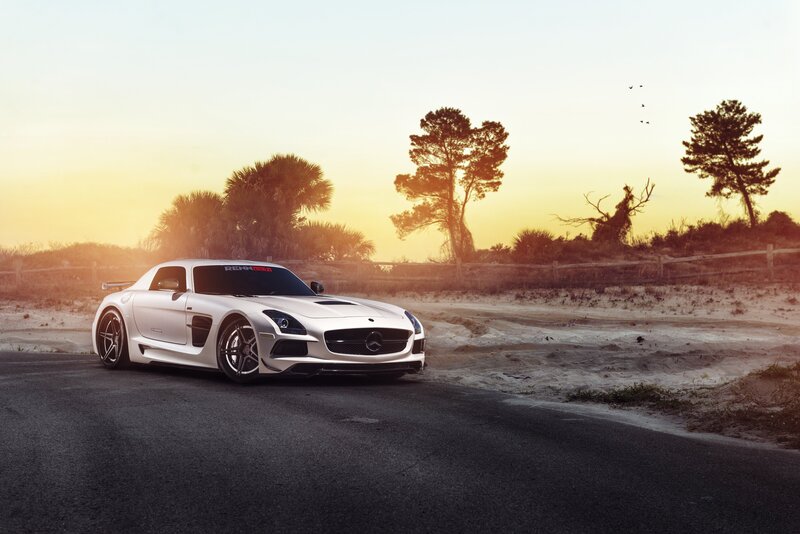 White Sports Car — Silver, Serene, Sunset