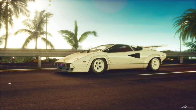 White Sports Car — Sunny