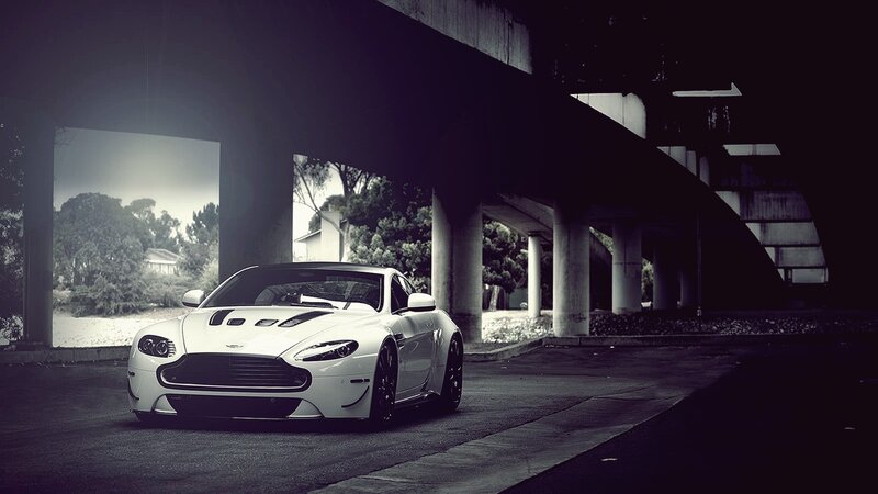 White sports car under overpass