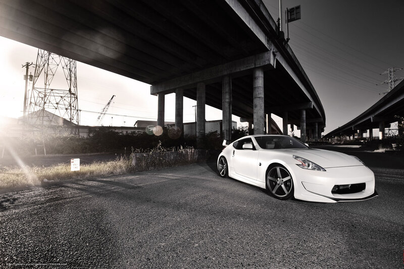 White sports car under overpass