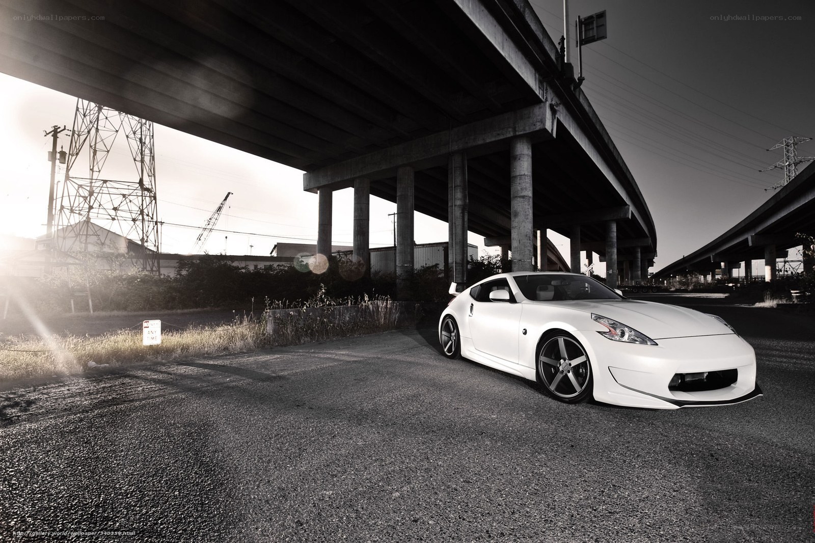 White sports car under overpass