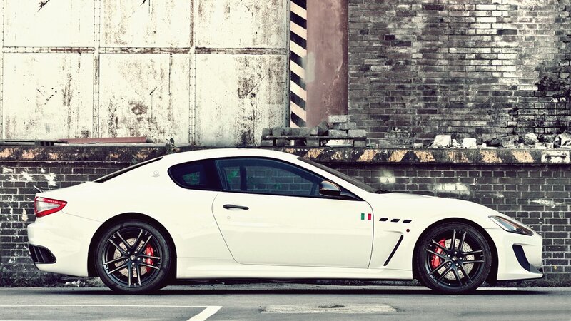 White Sports Car — Urban, Photograph, Brick Wall, Pavement