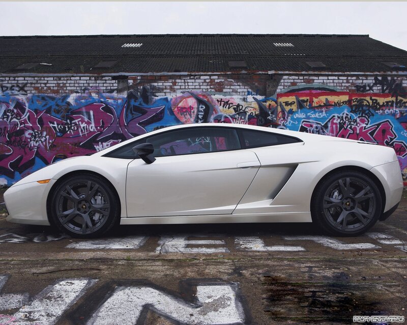 White Sports Car — Urban, Photograph, Graffiti Wall