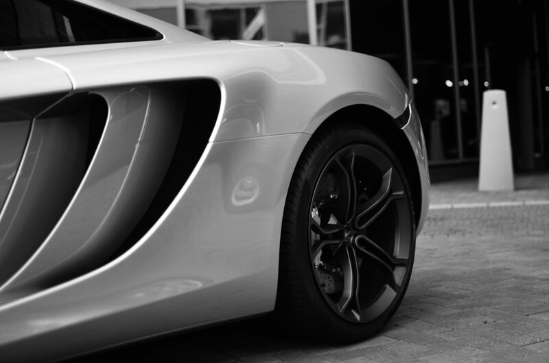 White Sports Car Wheel — Black