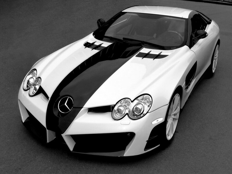 White sports car with black stripes