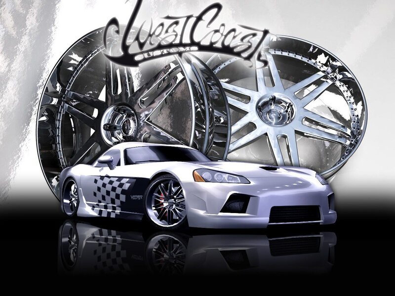 White sports car with custom wheels
