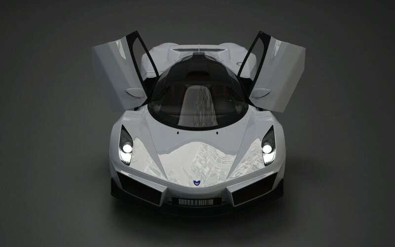 white sports car with doors open
