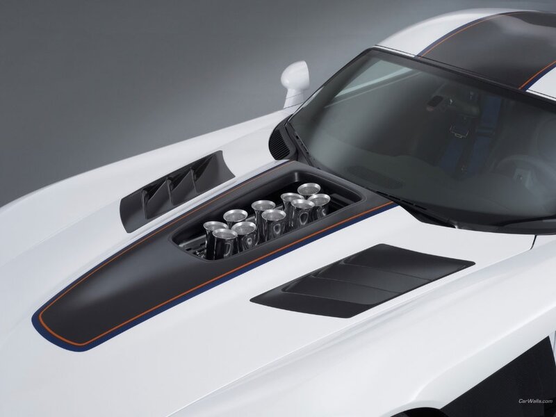 white sports car with engine vents